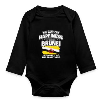 Brunei - Organic Longsleeve Baby Bodysuit - black - Front