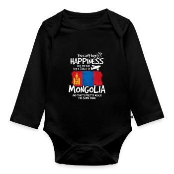 Mongolia - Organic Longsleeve Baby Bodysuit - black - Front