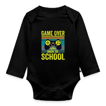 Zocker Game Over Retour à l’école Gamer - Body Bébé bio manches longues - noir - Devant