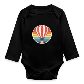 Montgolfière Vol rétro Montgolfière - Body Bébé bio manches longues - noir - Devant