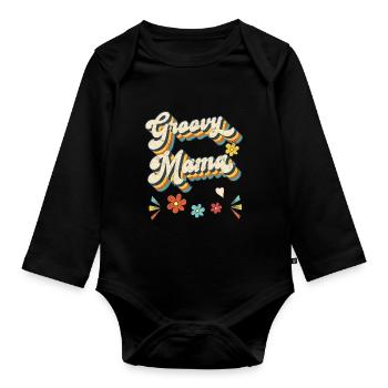Groovy Mama - Rétro Vintage - Body Bébé bio manches longues - noir - Devant