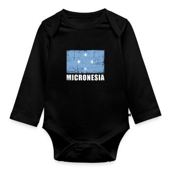 Micronesia Flag Grunge Micronesia Flag - Organic Longsleeve Baby Bodysuit - black - Front