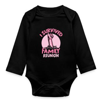 J’ai survécu à une équipe familiale de regroupement familial - Body Bébé bio manches longues - noir - Devant