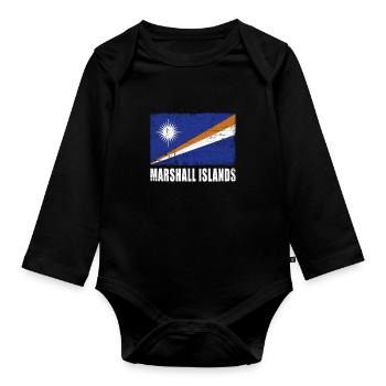 Marshall Islands Flag Grunge Marshall Islands Flag - Organic Longsleeve Baby Bodysuit - black - Front