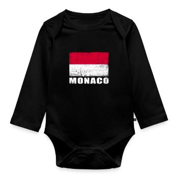 Monaco Flag Grunge Monaco Flag - Body Bébé bio manches longues - noir - Devant
