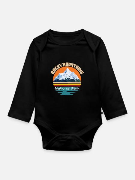 Rocky Mountains National Park Hiking Camping Color - Organic Longsleeve Baby Bodysuit - black
