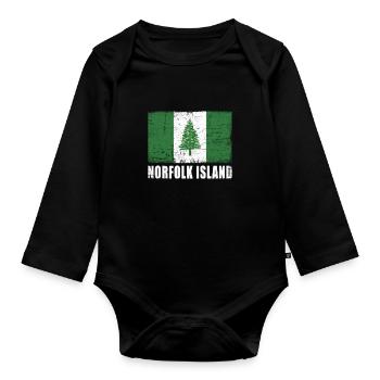 Drapeau de l’île Norfolk - Body Bébé bio manches longues - noir - Devant