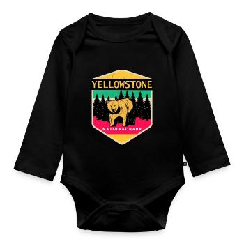 Yellowstone Souvenir National Park Grizzly Bear Wyomi - Organic Longsleeve Baby Bodysuit - black - Front