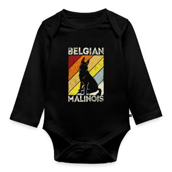 Belgian Malinois Hunde - Baby Bio-Langarm-Body - Schwarz - Vorne