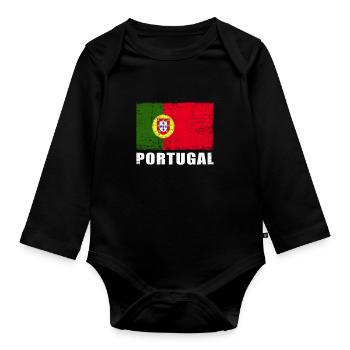 Portugal Flag Grunge Portugal Flag - Body Bébé bio manches longues - noir - Devant