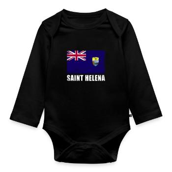 Saint Helena Flag Grunge Saint Helena Flag - Organic Longsleeve Baby Bodysuit - black - Front