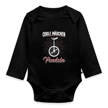 Coole Mädchen pendeln Kinder Einrad - Baby Bio-Langarm-Body - Schwarz - Vorne