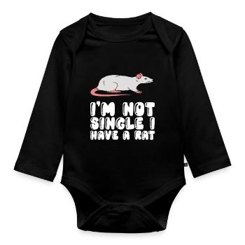 Je ne suis pas célibataire, j’ai un rat - Body Bébé bio manches longues - noir - Devant