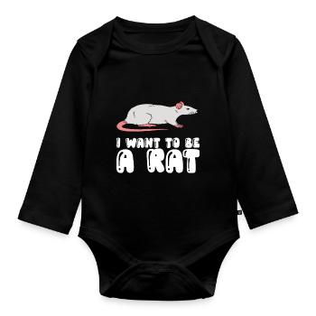 Je veux être un rat - Body Bébé bio manches longues - noir - Devant