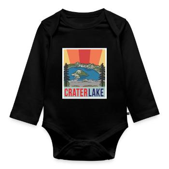Crater Lake Mountains Oregon National Park Hiking Natu - Organic Longsleeve Baby Bodysuit - black - Front
