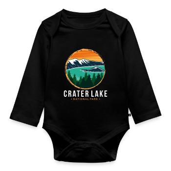Crater Lake Souvenir National Park Hiking in the N - Organic Longsleeve Baby Bodysuit - black - Front