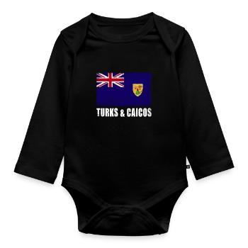 Turks And Caicos Islands Flag - Organic Longsleeve Baby Bodysuit - black - Front
