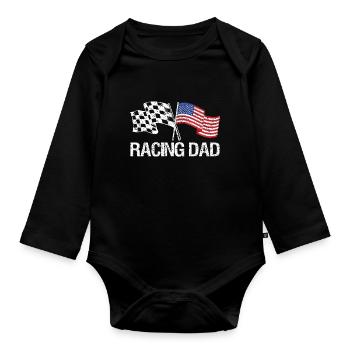 Racing Dad Motorsport Saying - Organic Longsleeve Baby Bodysuit - black - Front
