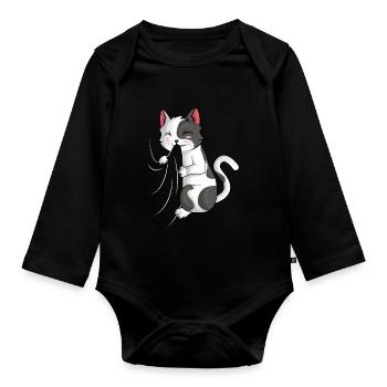 Chats Chaton Chat Amoureux Filles Enfants - Body Bébé bio manches longues - noir - Devant