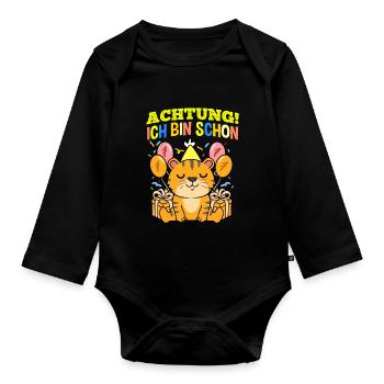 Achtung Ich Bin Schon 7 Geburtstag Tiger - Baby Bio-Langarm-Body - Schwarz - Vorne