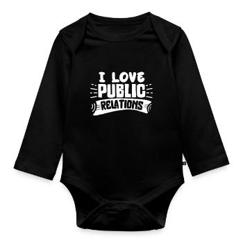 Ich Liebe Public Relations PR Beruf Job - Baby Bio-Langarm-Body - Schwarz - Vorne