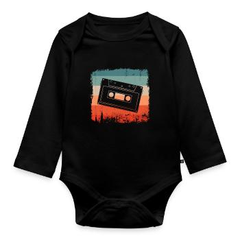 Audio Cassette Retro Tape - Body Bébé bio manches longues - noir - Devant