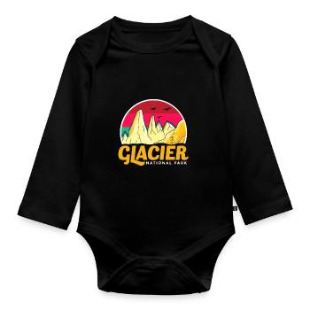 Parc national des Glaciers Souvenir Mountain Montana Wilderness - Body Bébé bio manches longues - noir - Devant