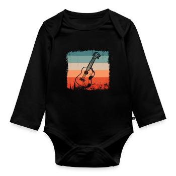 Guitarist Retro Guitar Silhouette Guitarist - Organic Longsleeve Baby Bodysuit - black - Front
