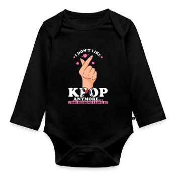 K-pop Ich Liebe K-pop - Baby Bio-Langarm-Body - Schwarz - Vorne