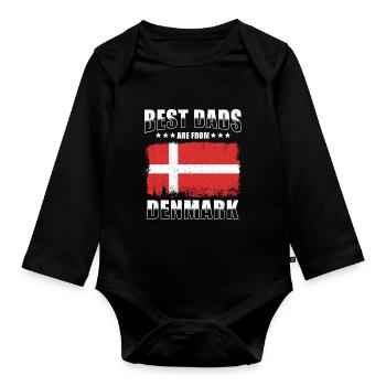 Danish Dad Denmark Father - Organic Longsleeve Baby Bodysuit - black - Front