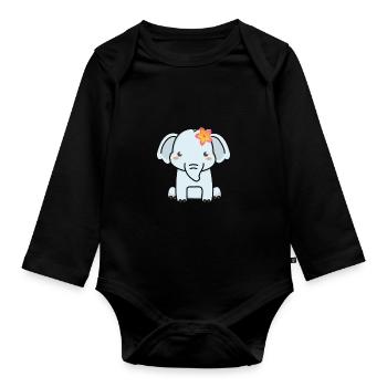 Elephant Tshirt pour Elephant Elephant Kids Zoo - Body Bébé bio manches longues - noir - Devant