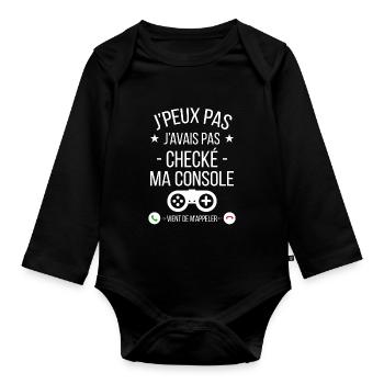 je peux pas j'avais checké ma console - Body Bébé bio manches longues - noir - Devant