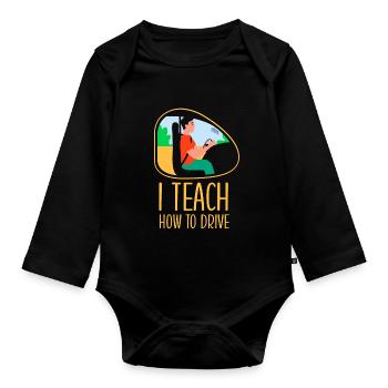 J’apporte la conduite à l’école de conduite Driving Instructor - Body Bébé bio manches longues - noir - Devant