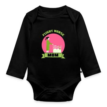 Flight Nurse Mama Flight Nurse Flight Doctor - Organic Longsleeve Baby Bodysuit - black - Front