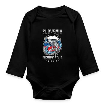 Tour de pêche Slovénie 2022 - Body Bébé bio manches longues - noir - Devant