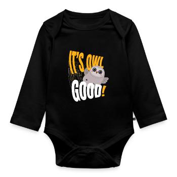 Eule Its Owl Good Eulen Vögel - Baby Bio-Langarm-Body - Schwarz - Vorne