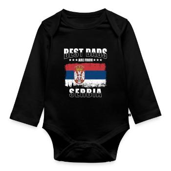 Serbian Father The Best Fathers from Serbia - Organic Longsleeve Baby Bodysuit - black - Front