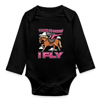 Voltigieren - Baby Bio-Langarm-Body - Schwarz - Vorne
