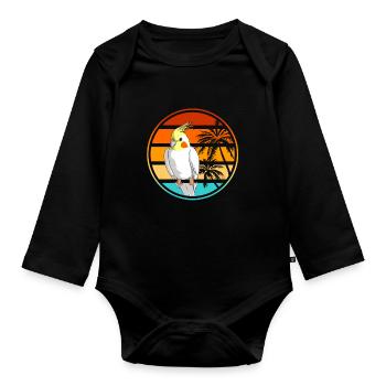 Cockatiel Palms Holiday Gift - Organic Longsleeve Baby Bodysuit - black - Front