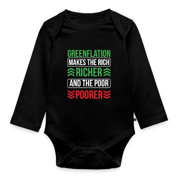 La greenflation rend les riches riches plus riches et les pauvres plus pauvres - Body Bébé bio manches longues - noir - Devant