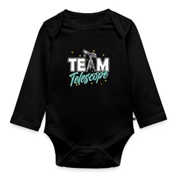 Team Telescope Stars Space Universe - Organic Longsleeve Baby Bodysuit - black - Front
