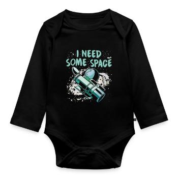 J’ai besoin d’un télescope de l’univers spatial - Body Bébé bio manches longues - noir - Devant
