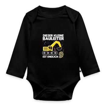 Bauleiter Bagger Geschenk 9. Geburtstag - Baby Bio-Langarm-Body - Schwarz - Vorne