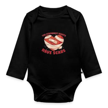 Open Heart Surgery Heart Surgery Survivor Gift - Baby Bio-Langarm-Body - Schwarz - Vorne