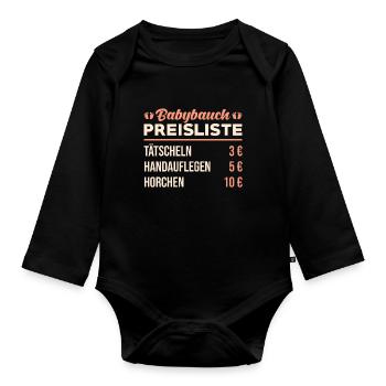 Babybauch Preisliste - Baby Bio-Langarm-Body - Schwarz - Vorne