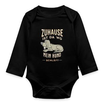 Zuhause ist da wo mein Hund schläft SchlafShirt - Baby Bio-Langarm-Body - Schwarz - Vorne