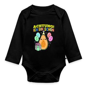 Achtung Ich Bin Schon 2 Geburtstag Papaya - Baby Bio-Langarm-Body - Schwarz - Vorne