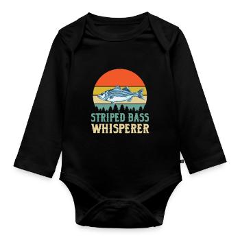 Chuchoteur de perche rayé - Body Bébé bio manches longues - noir - Devant