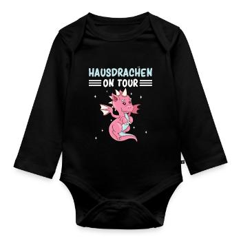 Hausdrachen On Tour - Baby Bio-Langarm-Body - Schwarz - Vorne