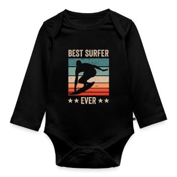 Best Surfer ever Surfing Surfing - Organic Longsleeve Baby Bodysuit - black - Front